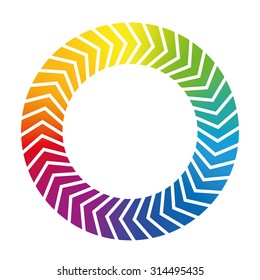 Spinning ring icon. Rainbow colored isolated vector illustration on white background.