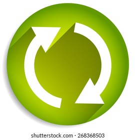 Spinning, rotating arrows in circle for rotation, circular motion, repetition or twist concepts. Green version.