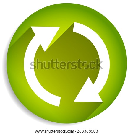 Spinning, rotating arrows in circle for rotation, circular motion, repetition or twist concepts. Green version.