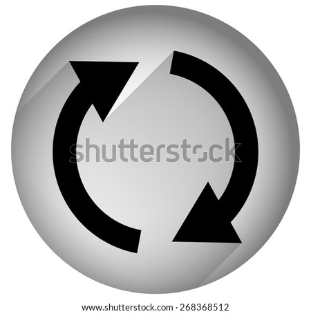 Spinning, rotating arrows in circle for rotation, circular motion, repetition or twist concepts. Gray version.