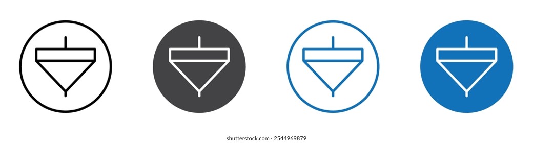 Spinning top icon Logo sign in thin line outline