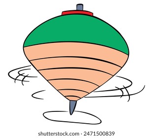 A spinning top moving rapidly