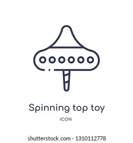 spinning top toy icon from toys outline collection. Thin line spinning top toy icon isolated on white background.