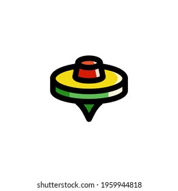 Spinning Top Toy Outline Icon Logo Vector Illustration
