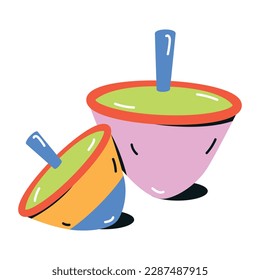 Spinning tops icon in flat style 