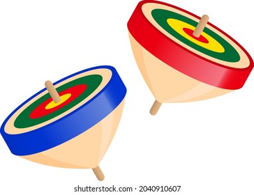 Spinning tops isolated vector illustration.