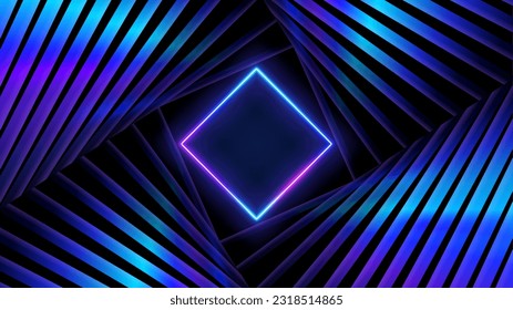 Spinning Tunnel with Pink Violet Neon Light. Modern Neon Light Spectrum, Vector Illustration