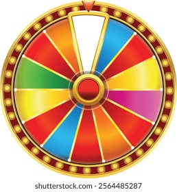 Spinning wheel, casino luck game. Fortune circles, round lucky roulettes set. Lottery fortuna rotation machines for gambling, risk and jackpot. vector