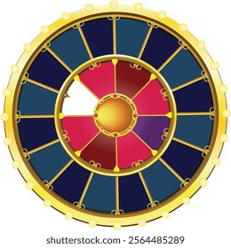 Spinning wheel, casino luck game. Fortune circles, round lucky roulettes set. Lottery fortuna rotation machines for gambling, risk and jackpot. vector