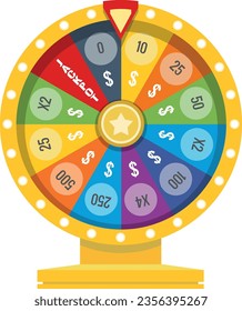 Spinning wheel. Fortune symbol. Realistic lucky roulette
