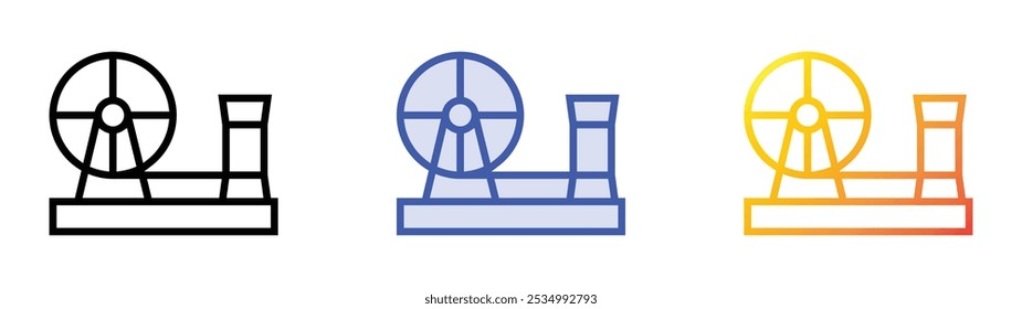 Icono de rueda giratoria. Lineal, relleno azul y diseño de estilo degradado aislado sobre fondo blanco