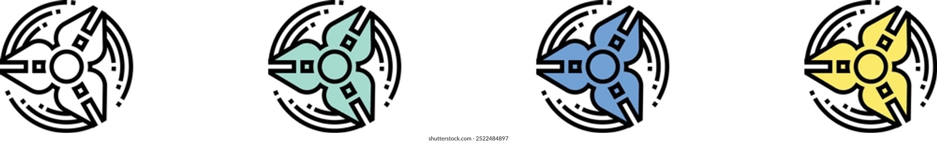 spinning wheel icon. Outline, Green, Blue and Yellow Style Design Isolated On White Background