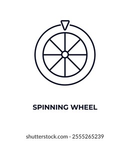 spinning wheel outline icon. Linear vector from entertainment concept. Thin line spinning wheel icon isolated on white background