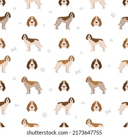 Spinone Italiano coat colors, different poses seamless pattern.  Vector illustration