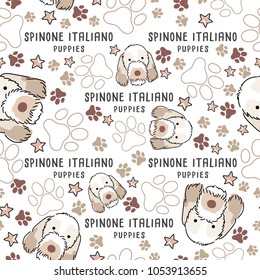 Spinone Italiano : Dog breed collection : Seamless Pattern : Vector Illustration