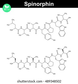 Spinorphin chemical structure icons, endogenous opioid peptide, 2d chemical vector icon, isolated on white background, eps 8