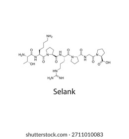 Spinorphin Peptide Structure Illustration skeletal formula on white background. Simple chemical illustration.
