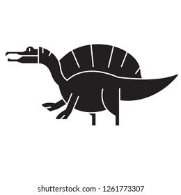 Spinosaurus black vector concept icon. Spinosaurus flat illustration, sign