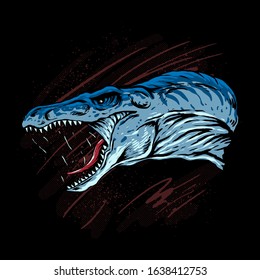 Spinosaurus blue head vector illustration