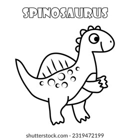 Spinosaurus cartoon on white background. Good for coloring kid book.
