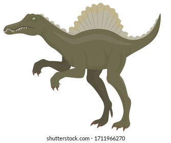Spinosaurus in cartoon style. Predatory dinosaur isolated on white background.