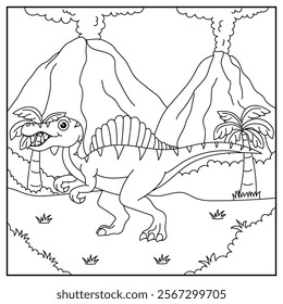 Spinosaurus Dinosaur Coloring Page Illustration