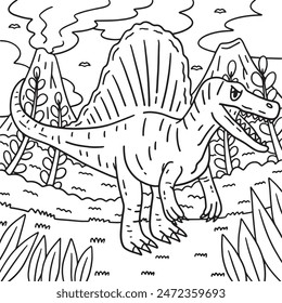 Spinosaurus Dinosaur Coloring Page for Kids