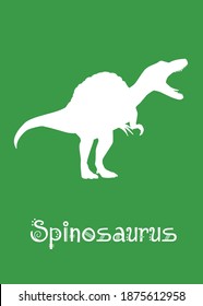 Spinosaurus Dinosaur design vector illustration. animal silhouette, dark green dinosaur, dark green kids dinosaur name prints, boys bedroom wall art, dino room, children's posters.