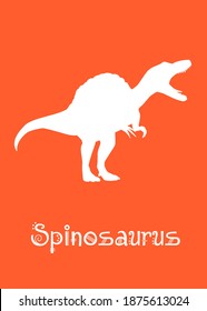 Spinosaurus Dinosaur design vector illustration. animal silhouette, orange dinosaur, orange kids dinosaur name prints, boys bedroom wall art, dino room, children's posters.