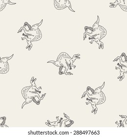 Spinosaurus dinosaur doodle seamless pattern background