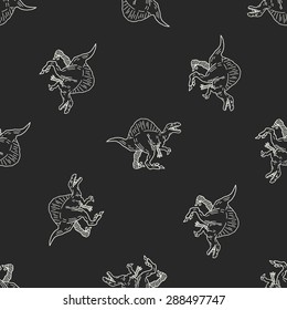 Spinosaurus dinosaur doodle seamless pattern background