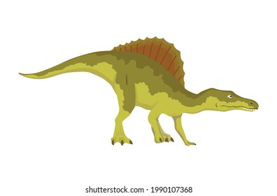 Spinosaurus dinosaur flat icon. Colored isolated prehistoric reptile monster on white background. Vector cartoon dino animal