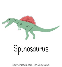 Dinosaurio Spinosaurus, reptil prehistórico y divertida paleontología animal extinto