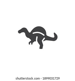 Icono vector de dinosaurio espinosaurio. signo plano relleno para concepto móvil y diseño web. Icono de glifo de espinosaurio. Símbolo, ilustración del logotipo. Gráficos vectoriales