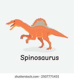 Spinosaurus Dinosaur Vector Illustration with Large Sail-Back