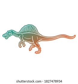 Spinosaurus Dinosaur Vector illustration, Silhouette Design doodle style. Prehistoric Animal Graphic.