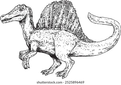 Spinosaurus - hand drawn vector dinosaurus illustration