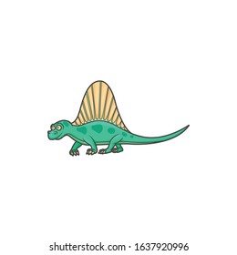 Spinosaurus isolated spine lizard, cartoon green theropod dinosaur. Vector dino with tall neural spines growing on back vertebrae of Spinosaurus. Animal of prehistoric period, big ancient lizard