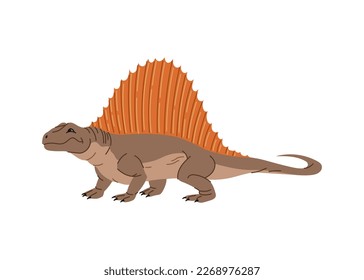 Spinosaurus isolated spine lizard, cartoon dinosaur cute character. Vector dino with tall neural spines on back. Animal of prehistoric period, big ancient lizard