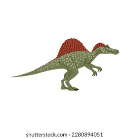 Spinosaurus isolated spine lizard, cartoon theropod dinosaur. Vector animal of prehistoric period, big ancient lizard. Dino with tall neural spines on back