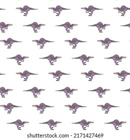 Spinosaurus Seamless Pattern. Vector Illustration of Nature Dinosaur Animal.