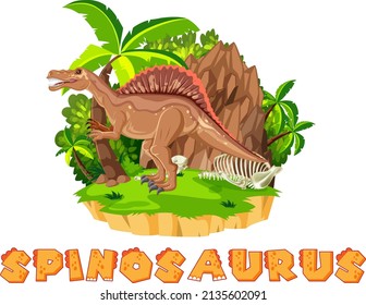 Spinosaurus standing on the ground illustration
