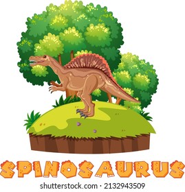 Spinosaurus standing on the island illustration