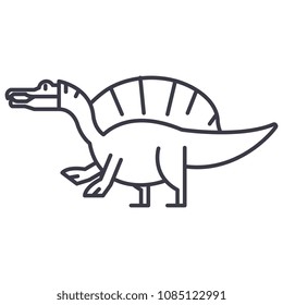 spinosaurus vector line icon, sign, illustration on background, editable strokes