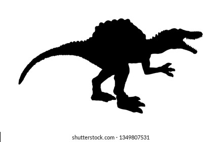 Spinosaurus vector silhouette isolated on white background. Dinosaurs symbol. Jurassic era. Dino sign.