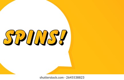 Spins speech bubble. Bold outline, comic style shape, vibrant background, dialog element, visual communication, announcement layout, message highlight, template for interaction.
