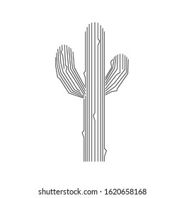 Spiny cactus design. Black lines isolated on white background. Vector illustration svg
