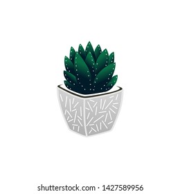 spiny cactus plants in pot Image graphic icon logo design abstract concept vector stock. Can be used as a symbol related to nature or interior