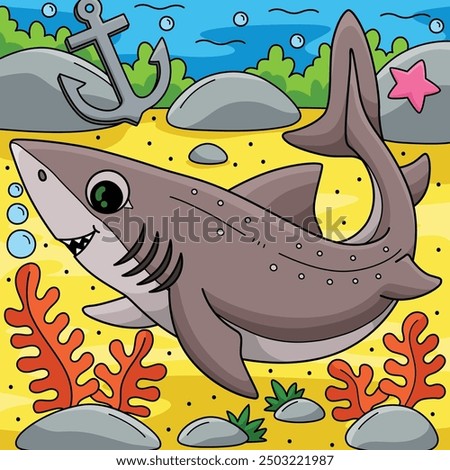 Spiny Dogfish Shark Colored Cartoon Illustration