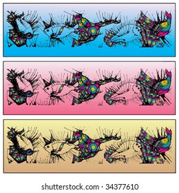 spiny fish banner colorful